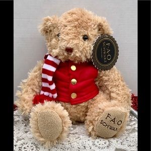 BRAND NEW! FAO SCHWARTZ  CHRISTMAS TEDDY BEAR